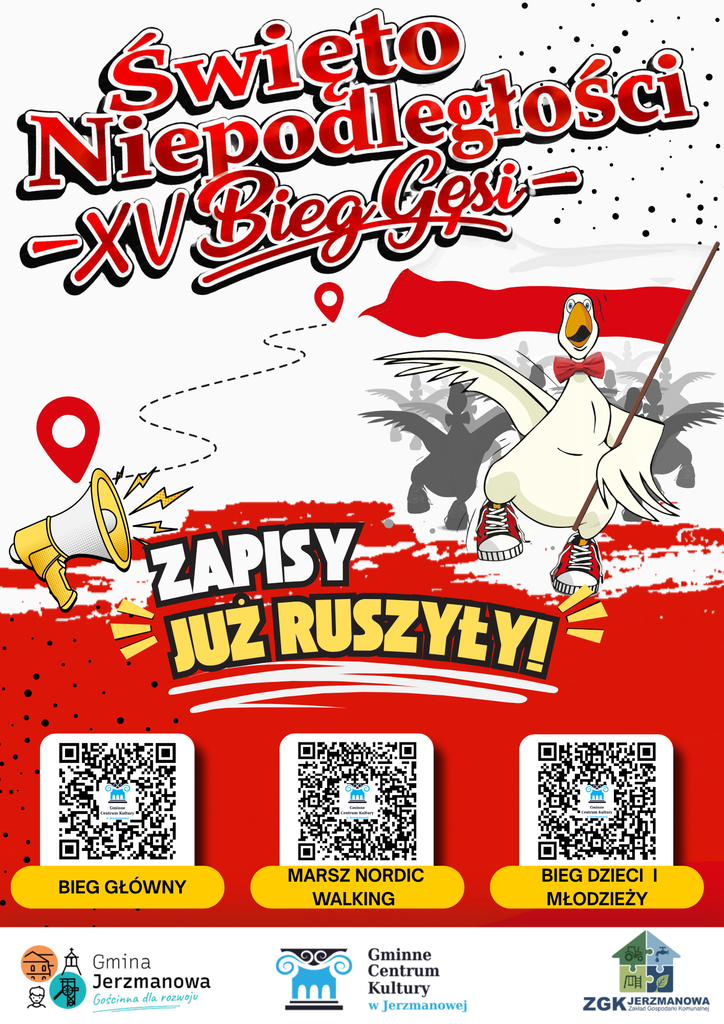 Plakat ogłaszający zapisy na Bieg Gęsi